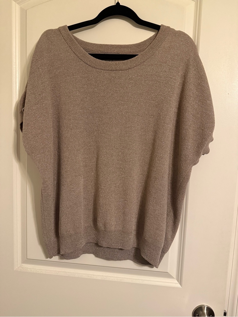 Barefoot Dreams Relaxed Scoop-Neck Short Sleeve Sweater in Taupe